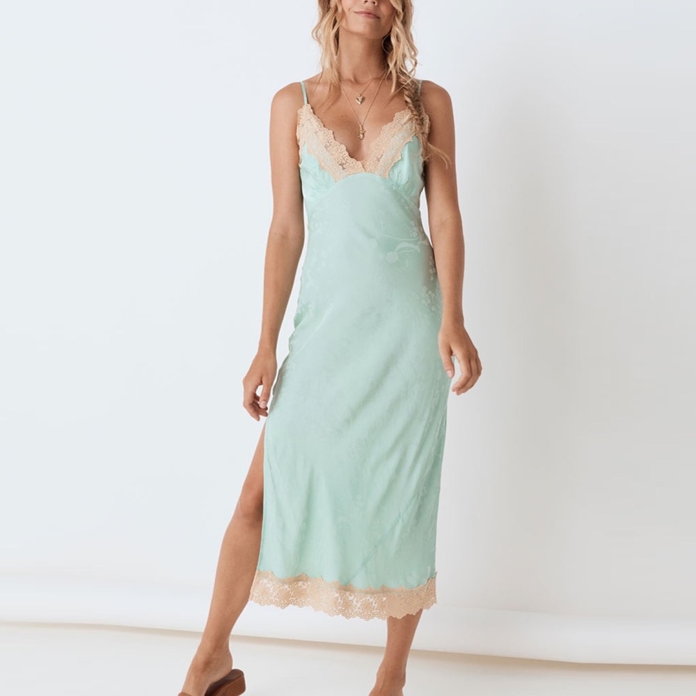 Spell & the gypsy collective ocean foam lace slip dress size M